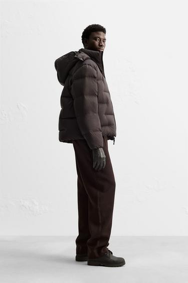 DOUDOUNE 100 % PLUMES À CAPUCHE DÉPERLANTE - Chocolat de Zara - Image 3