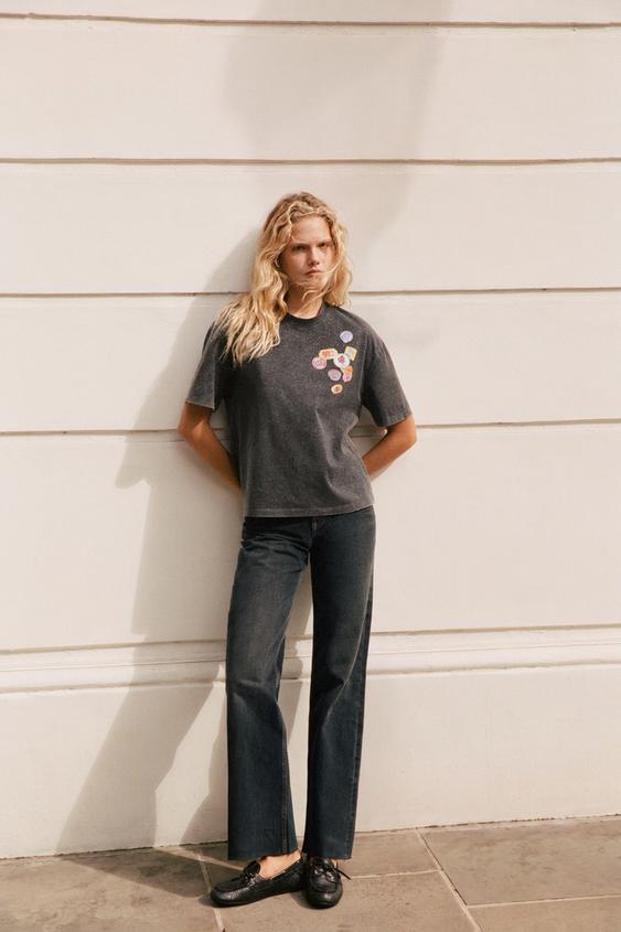 © DELI & GROCERY GLITTER T-SHIRT - Charcoal by Zara - Image 0