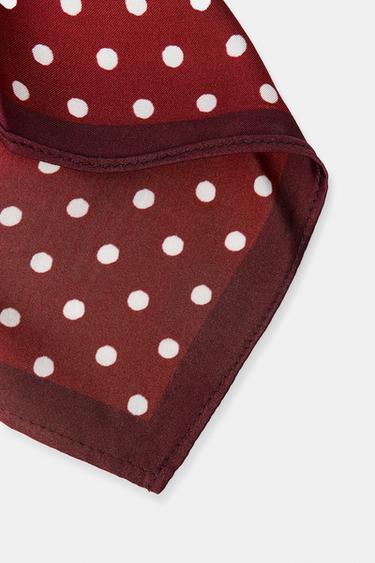 100% VISCOSE POLKA DOT PRINT SCARF - Burgundy by Zara - Image 3