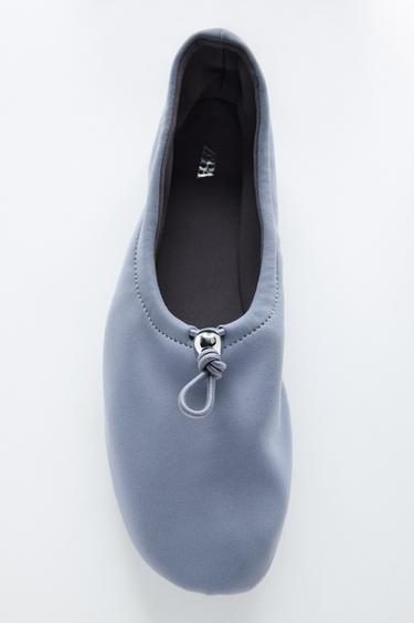 NEOPRENE EFFECT BALLET FLATS WITH PULL TAB - Blue by Zara