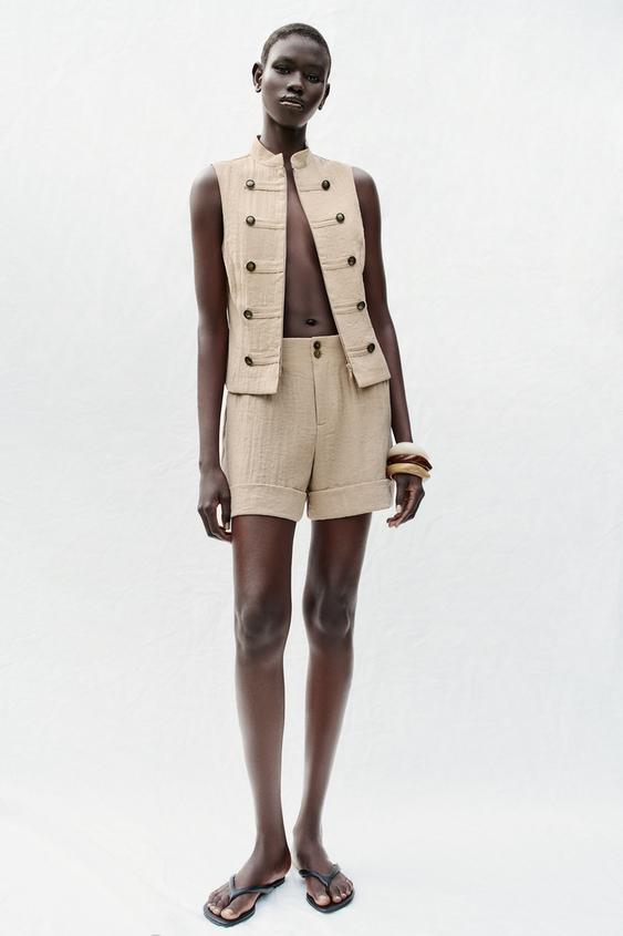 Zara CUFFED HEM SHORTS - Sand - Image 0