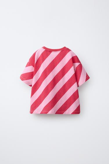 T-SHIRT À RAYURES - Rouge de Zara - Image 1
