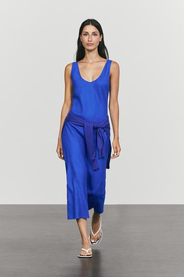 Zara 100% linen strap midi dress - 489 - Image 0