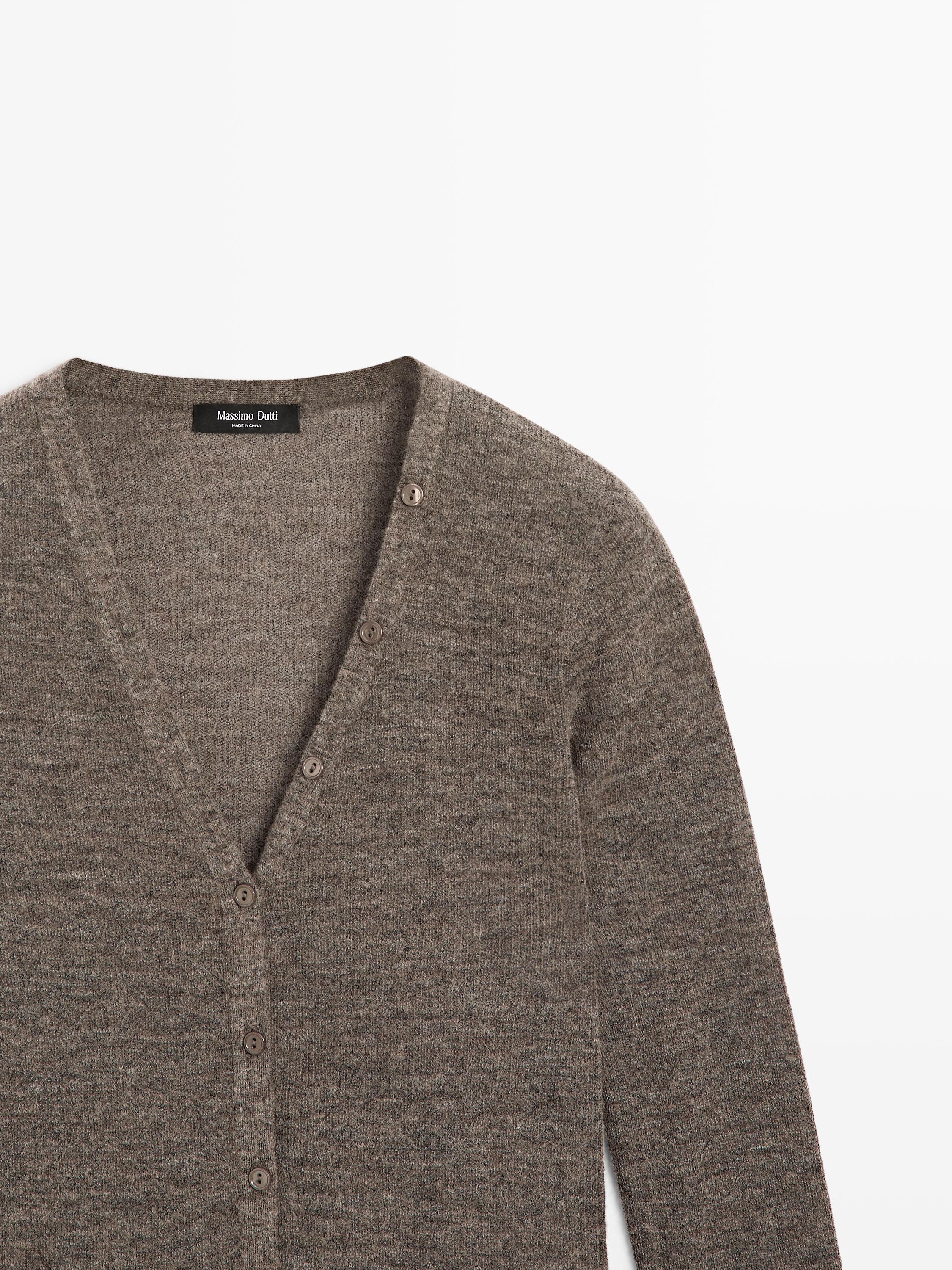 Wool blend cardigan with V-neckline