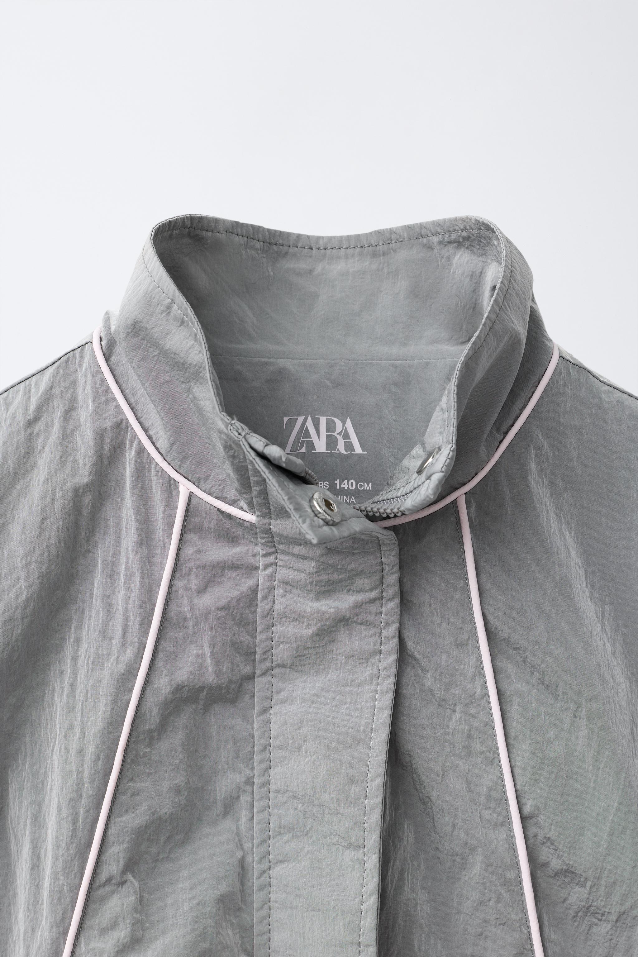 コントラストパイピング ナイロンジャケット - ダークグレー | ZARA 