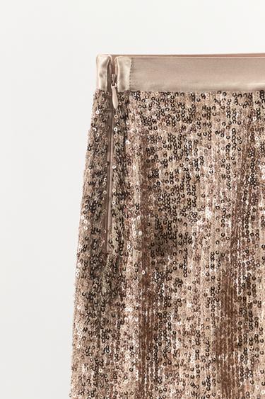 JUPE À PAILLETTES ET DENTELLE - Cuivre de Zara - Image 6