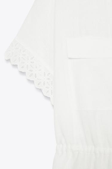 RAMIE SHIRT WITH LACE TRIM - Oyster-white by Zara - Image 4
