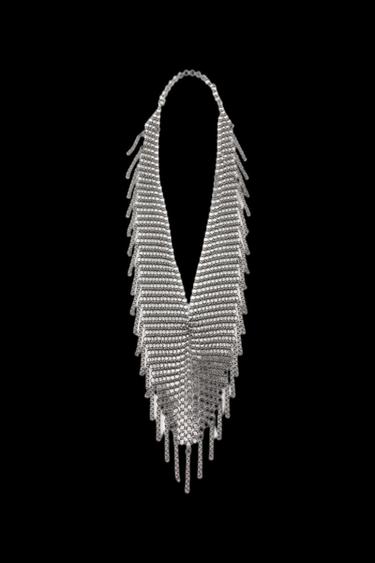 Zara FRINGED RING MESH BELT - Silver