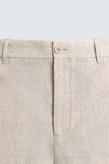 SHORT REGULAR FIT 100% LIN - Beige clair de Zara - Image 8