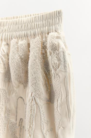 BEADED TEXTURED BERMUDA SHORTS - Ecru by Zara - Image 7