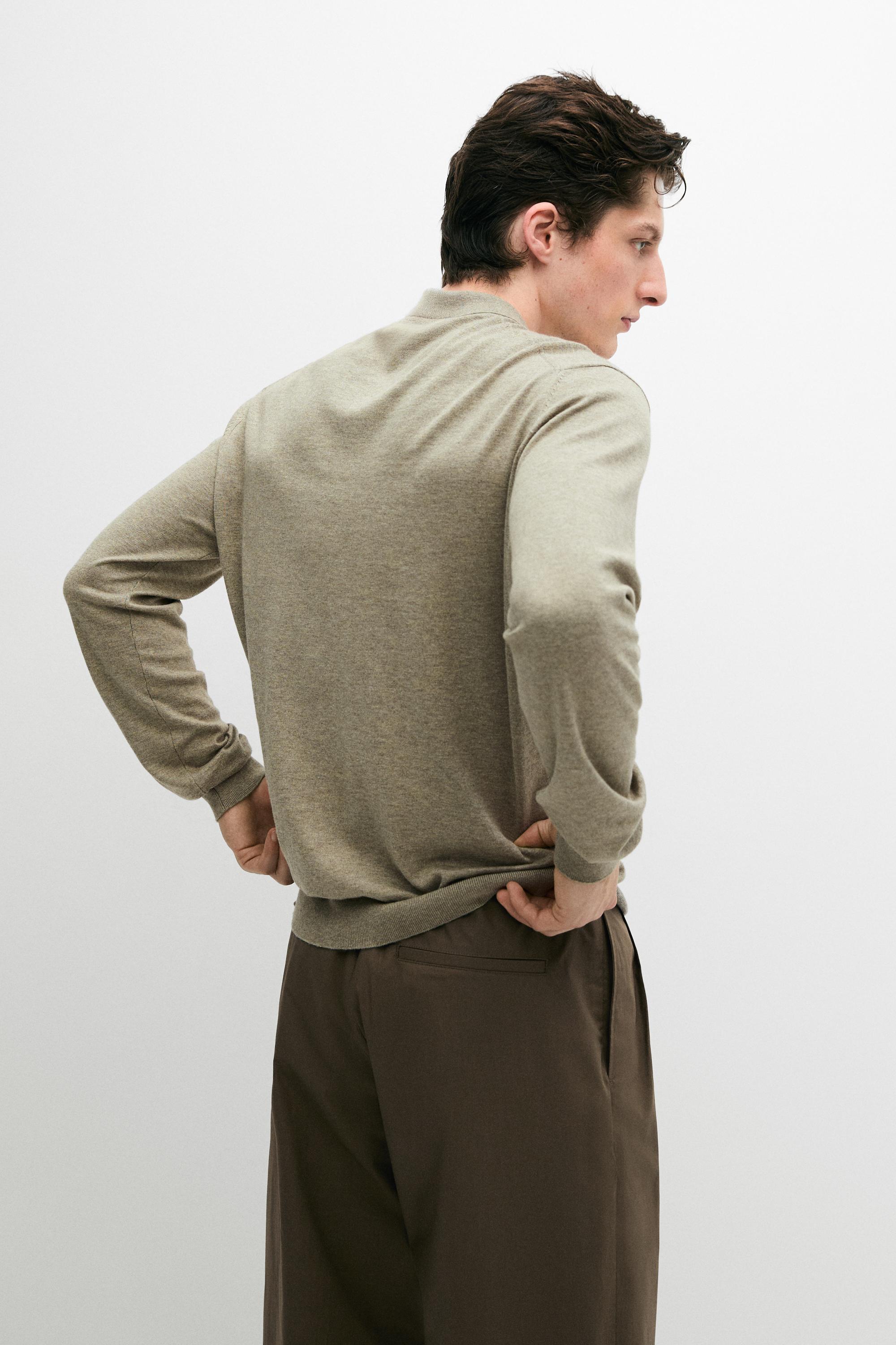 Cotton knit polo sweater