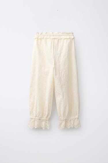 EMBROIDERED SAROUEL TROUSERS - Ecru by Zara - Image 1