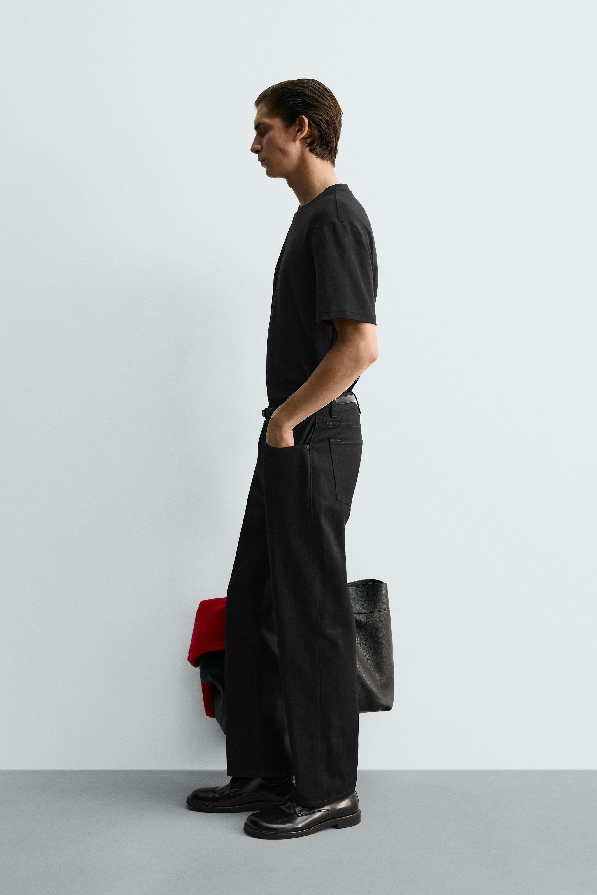 Мужские футболки Zara RELAXED FIT INTERLOCK T-SHIRT /04 — фото 4