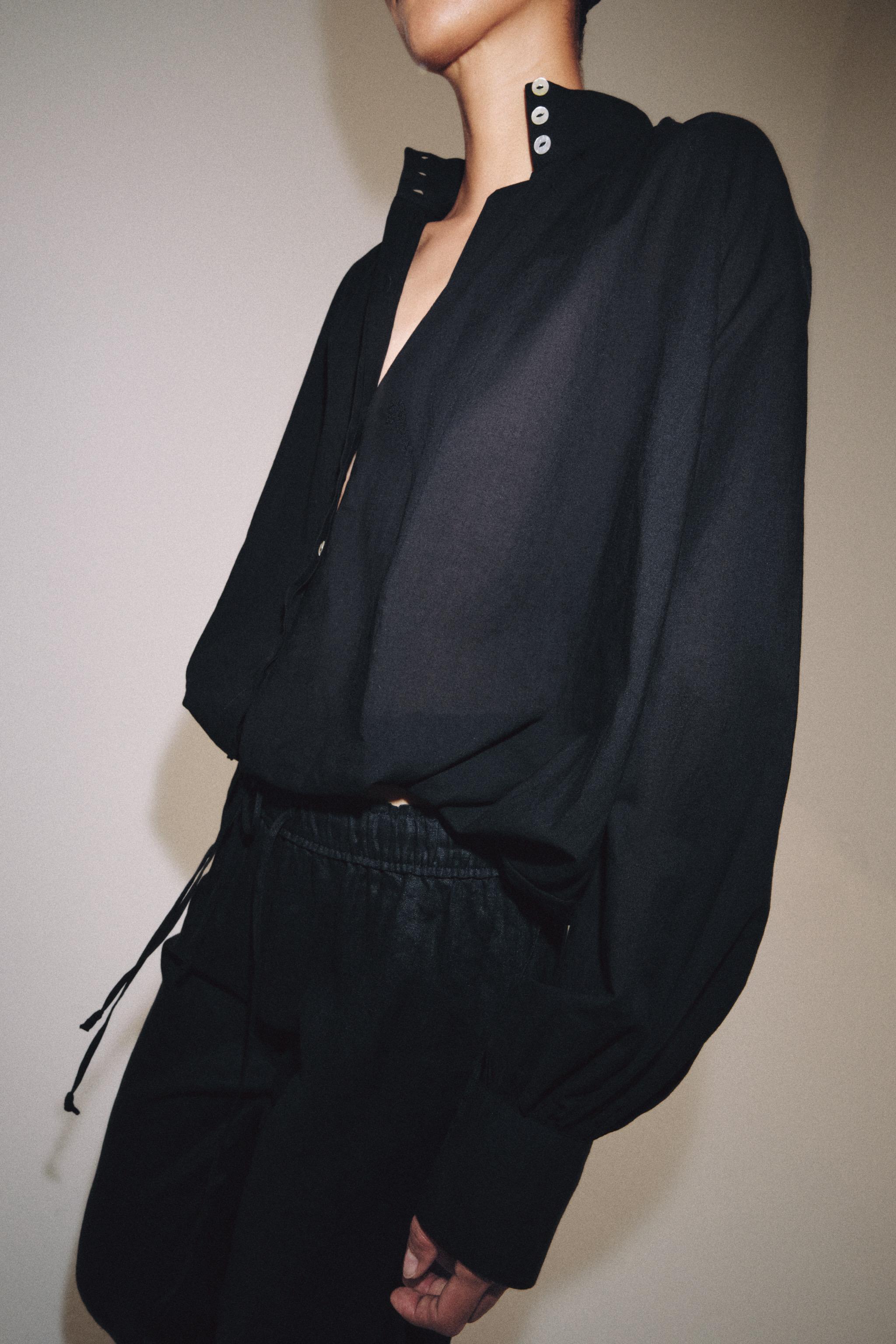 Zara ZW COLLECTION DİK YAKA GÖMLEK görsel 4