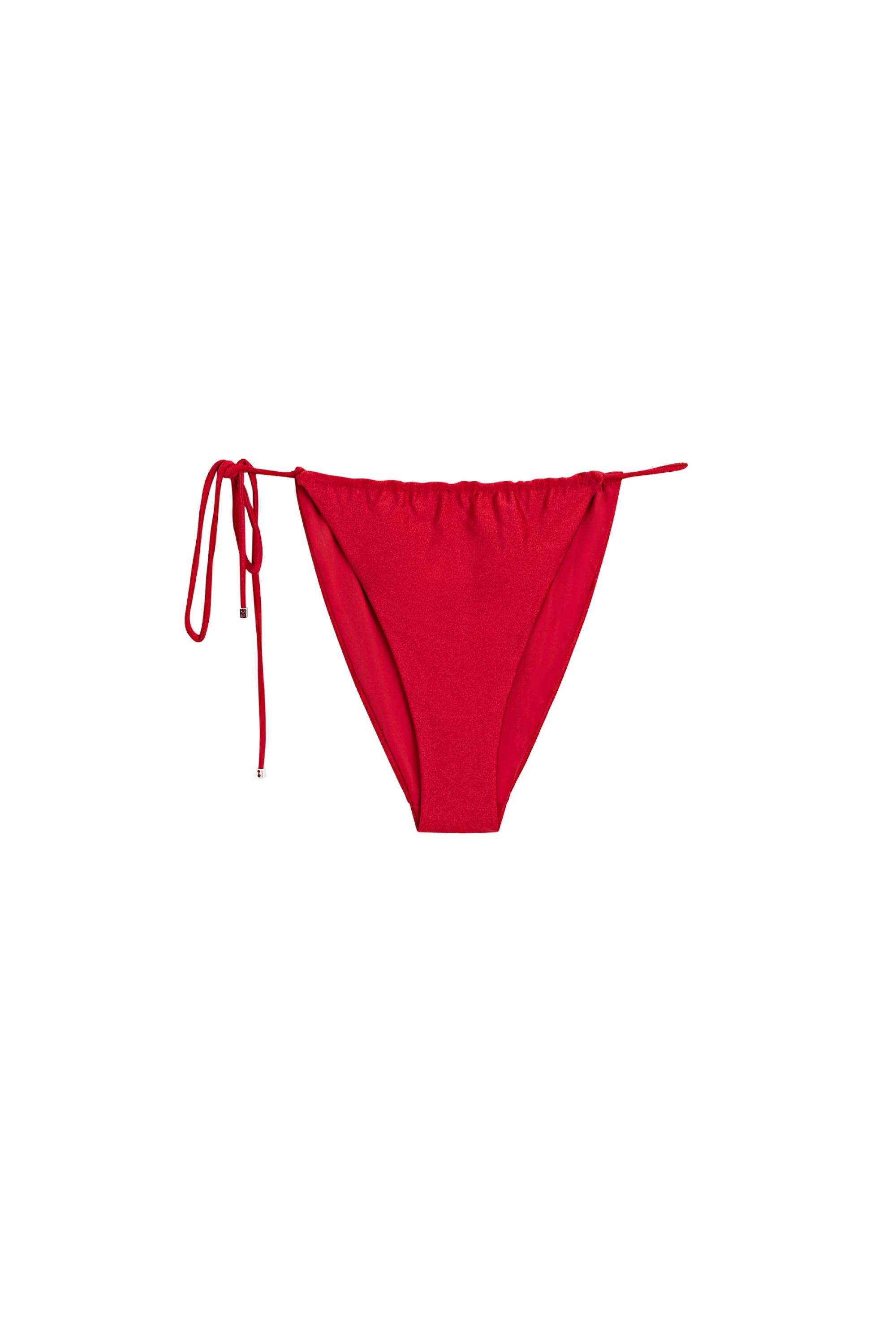 Shimmer side-tie bikini bottoms — Red