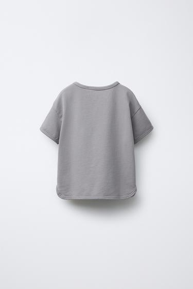 PLAIN T-SHIRT WITH CONTRAST TRIM - Grey by Zara - Image 1