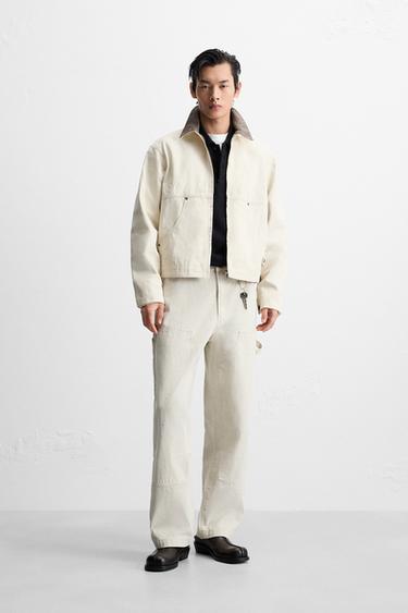 SPLATTER CARPENTER POCKET TROUSERS - Oyster-white by Zara