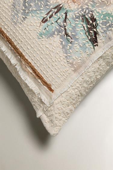 FLORAL PRINT CUSHION COVER - Ecru by Zara - Image 1