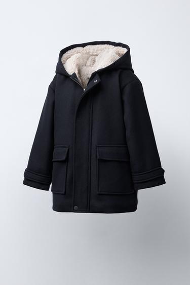 DUFFLE COAT WITH FAUX SHEARLING LINING - Navy blue by Zara - Image 1