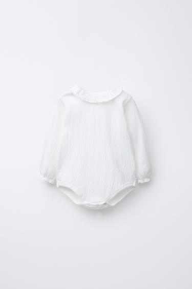 Zara TEXTURED BODYSUIT - Oyster-white