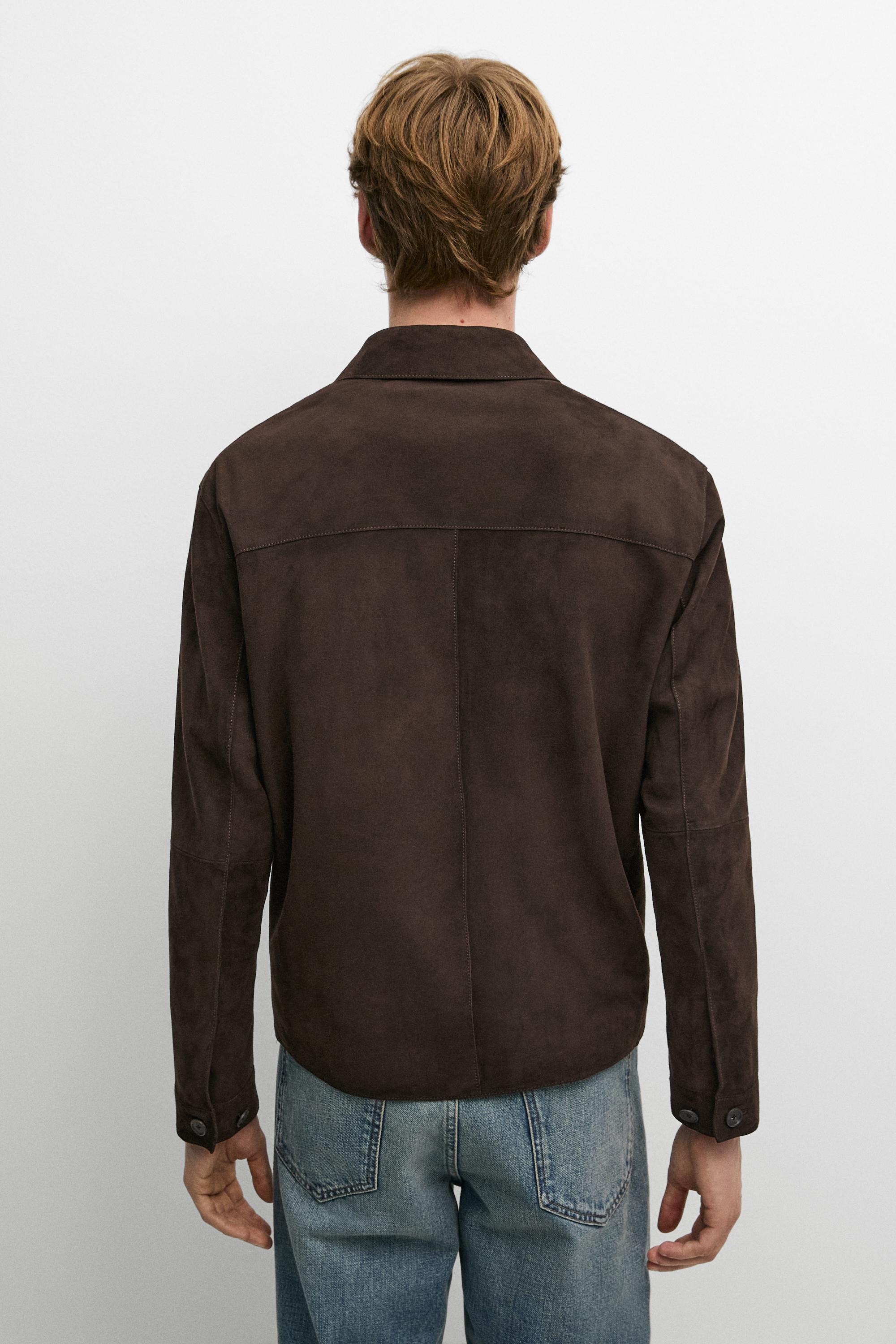 Suede leather pocket overshirt