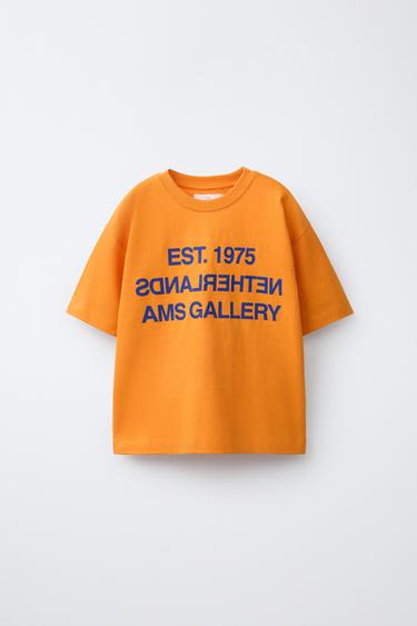 T-SHIRT MET CONTRASTERENDE TEKST - Oranje van Zara