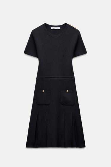 VESTIDO MINI PUNTO TABLAS - Marino de Zara