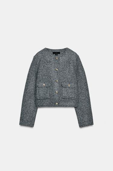 BOUCLÉ JACKET - Grey by Zara