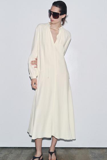 ROBE À NŒUDS ZW COLLECTION - Blanc cassé de Zara - Image 1