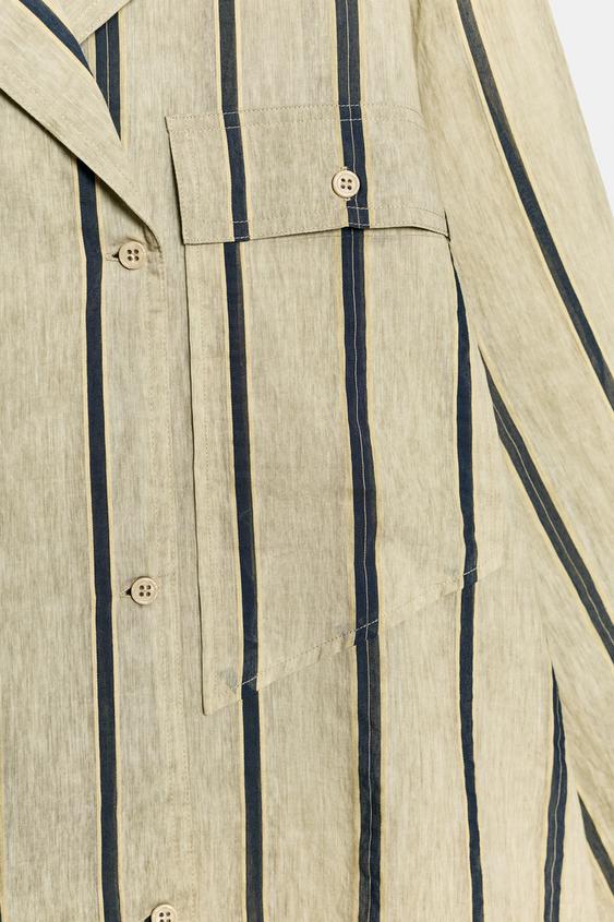 CHEMISE CROISÉE POCHES ZW COLLECTION - rayures de Zara - Image 6