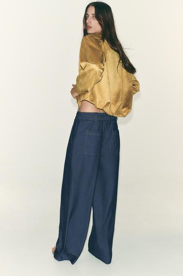 PANTALON À JAMBES LARGES - Indigo de Zara - Image 3