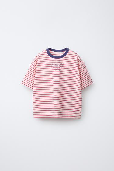 CAMISETA RAYAS ORFAYO © - Crudo / Rojo de Zara