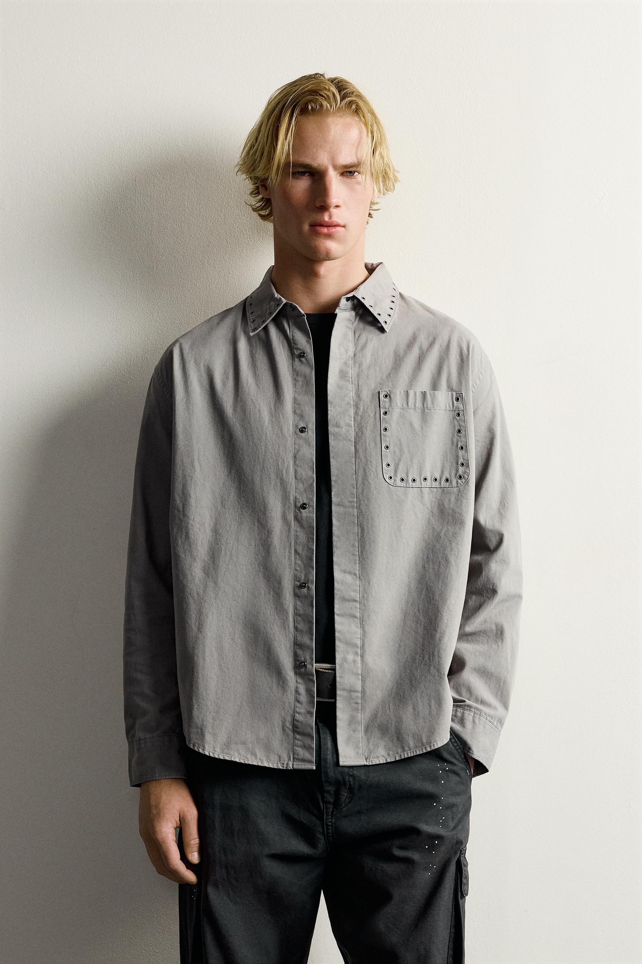CHEMISE RELAXED FIT ŒILLETS MÉTALLIQUES