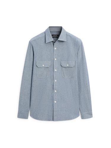 Chemise denim regular fit avec poches - Bleu ciel de Zara