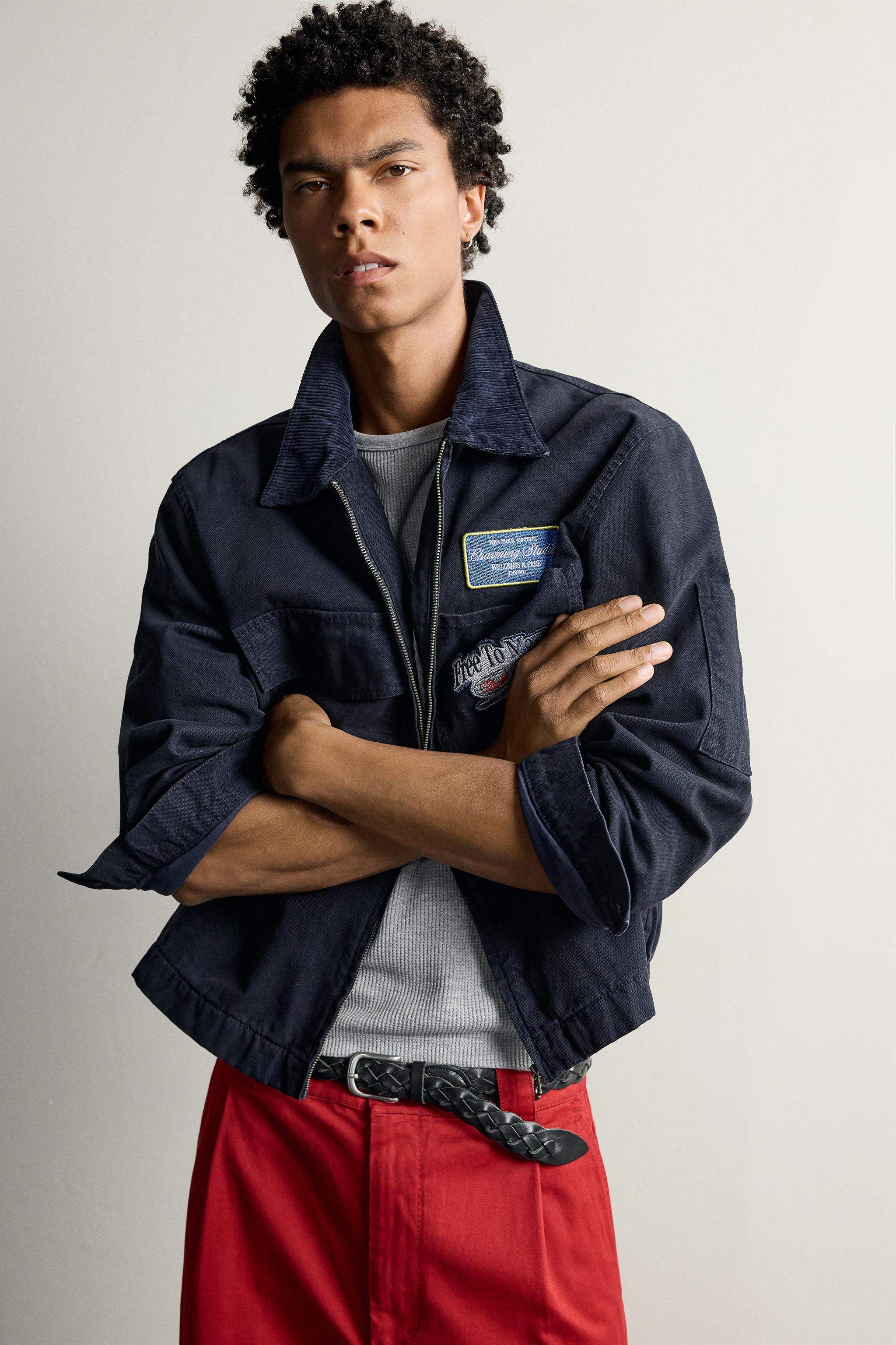 コントラストカラーパッチ デニムジャケット - ブルー | ZARA Japan / 日本