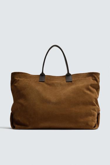 LEATHER TOTE BAG - Beige by Zara - Image 0