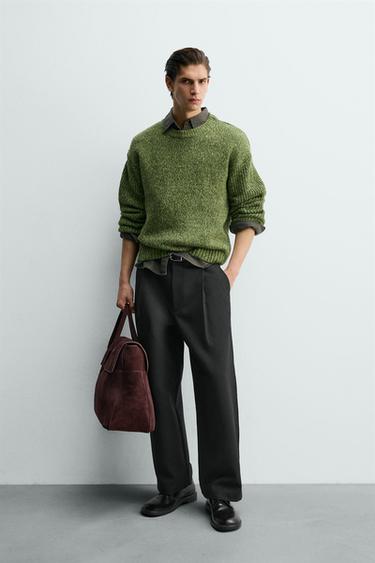 VOLUME TWISTED YARN TEXTURED JUMPER - Green by Zara - Image 0