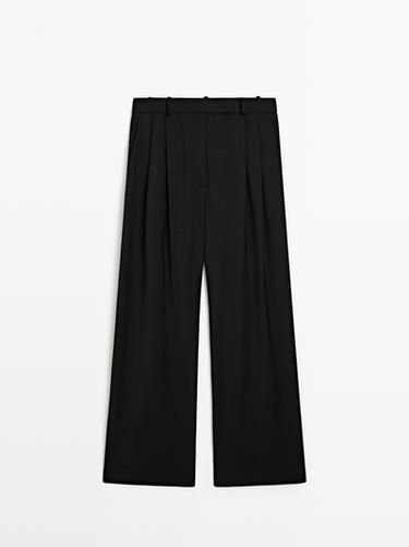 Zara Wide-leg trousers with darts - STUDIO - Black - Image 0