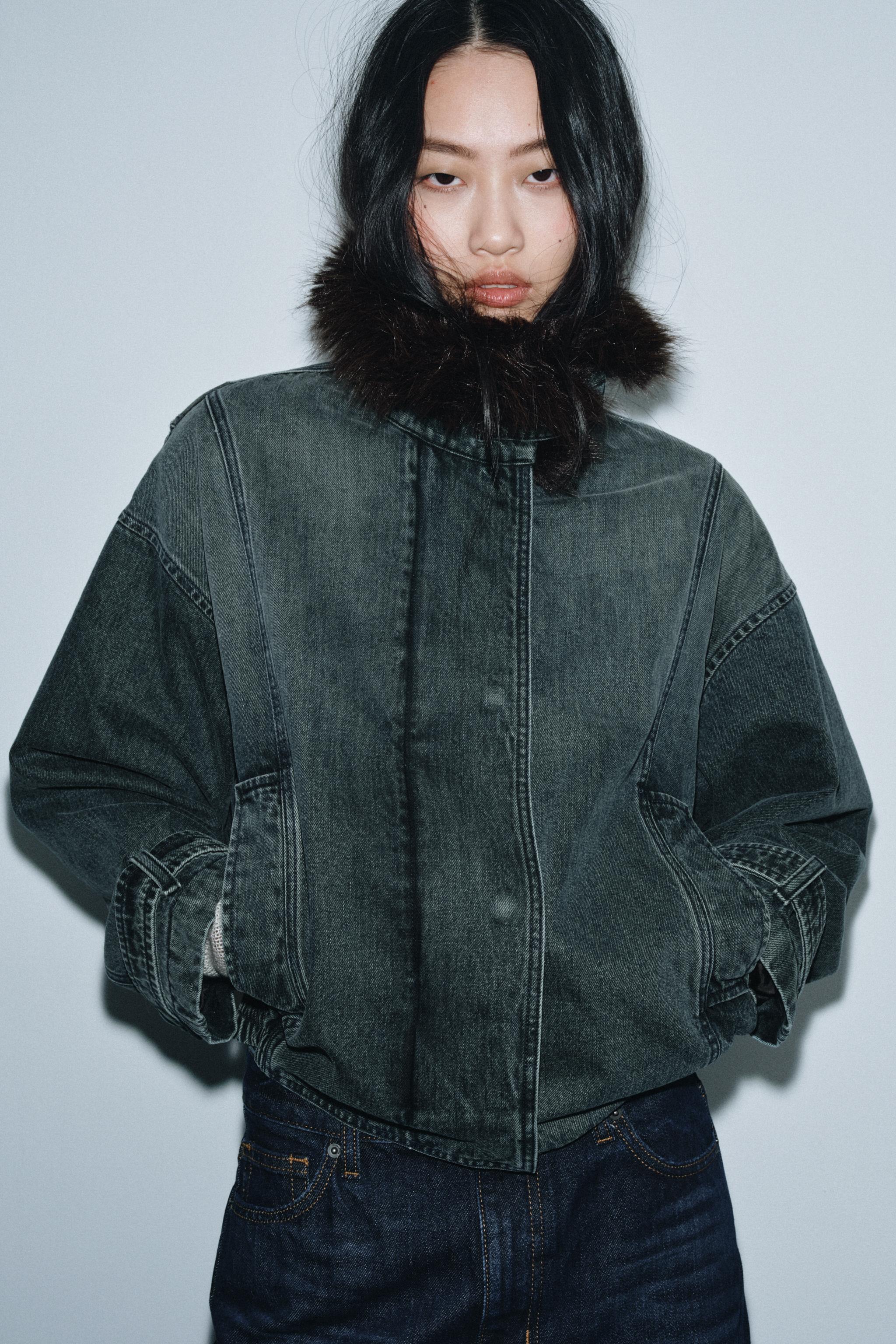 ZW COLLECTION DENIM BOMBER JACKET - Blue | ZARA United States