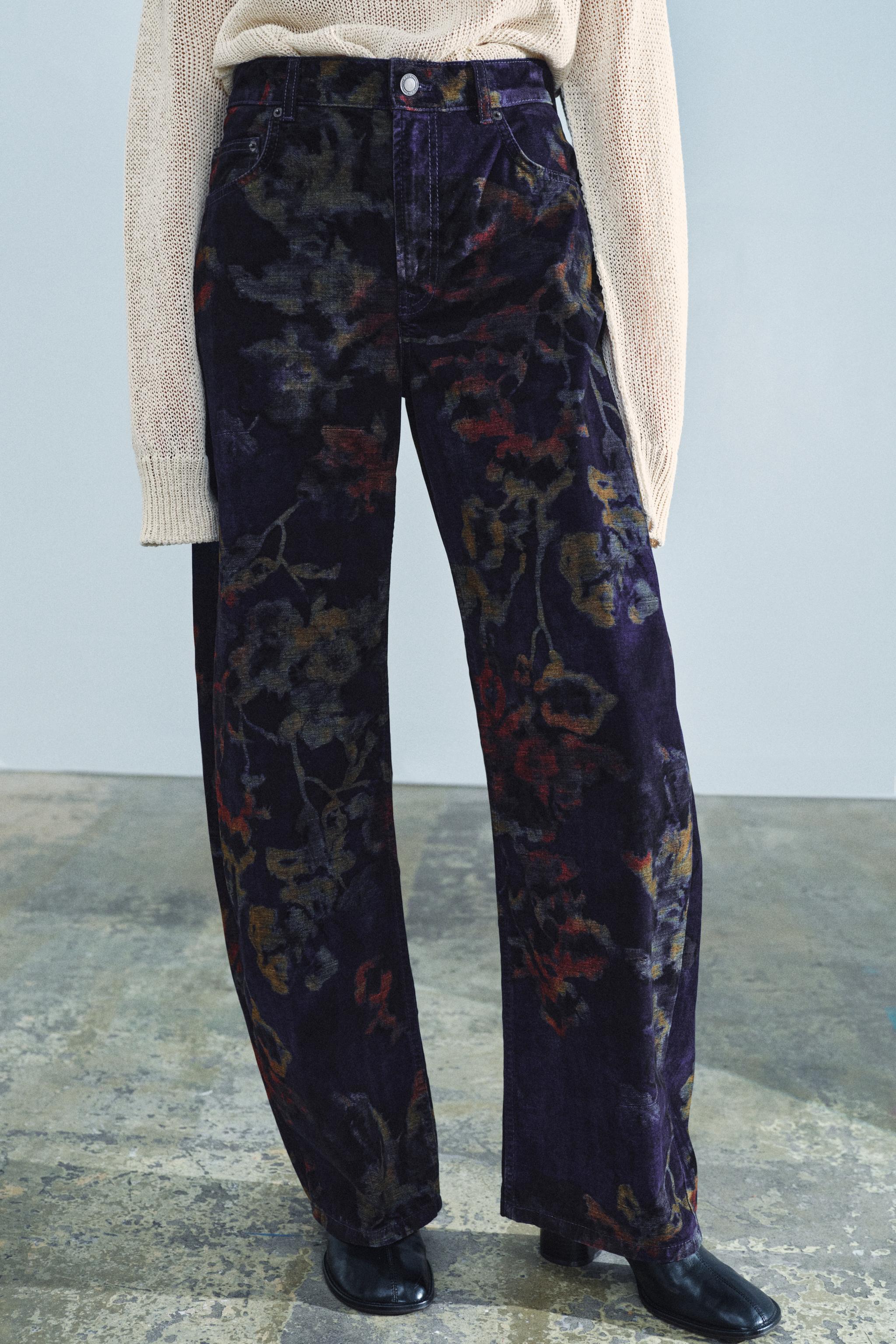 Zara ZW COLLECTION BAGGY FIT ORTA BEL ÇİÇEKLİ JEAN görsel 2