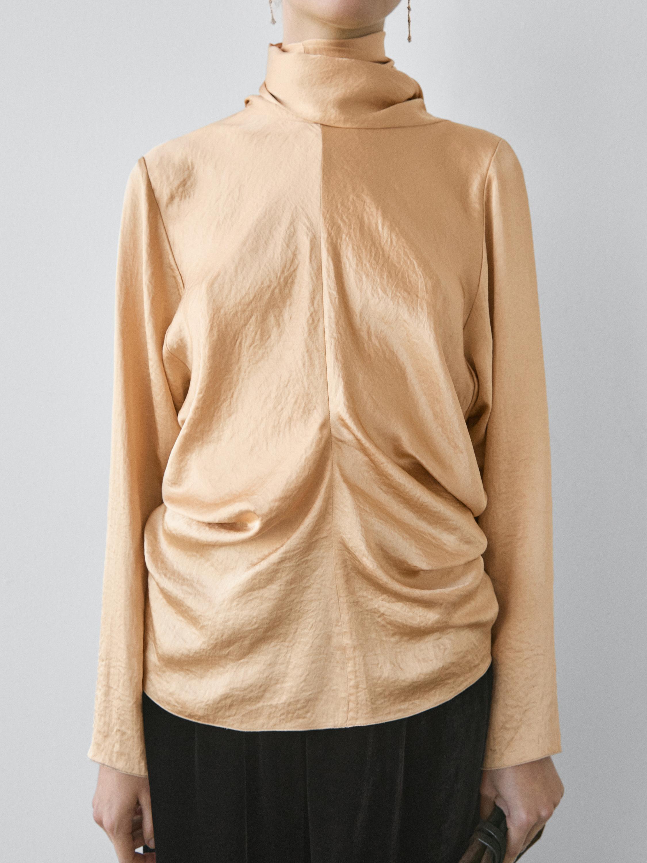 Flowing satin blouse with tie detail - STUDIO