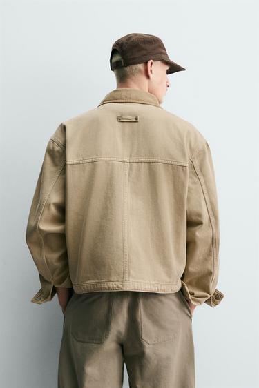 CONTRAST COLLAR CROPPED FIT JACKET - camel by Zara - Image 2