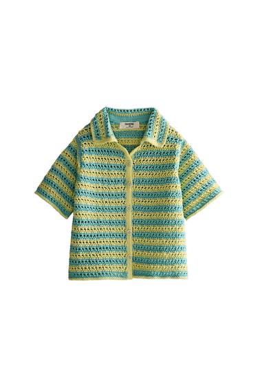 KIDS' CROCHET BEACH SHIRT - Lime by Zara