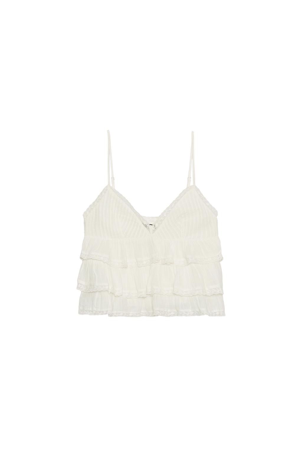 EMBROIDERED RUFFLED CHIFFON TOP - image 3
