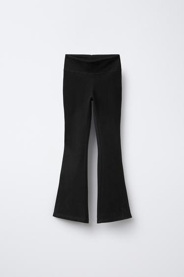 Zara PLAIN FLARE LEGGINGS - Black