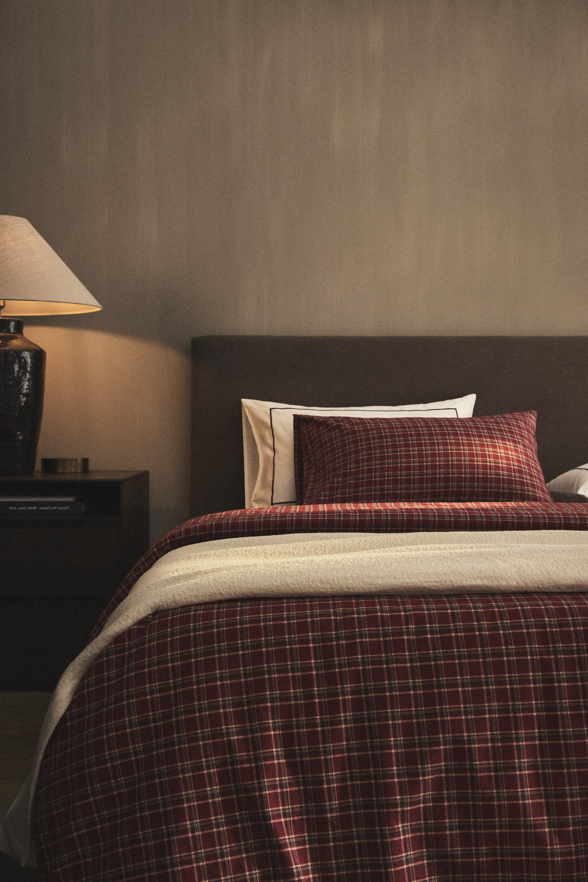 CHRISTMAS RED CHECK FLANNEL DUVET COVER