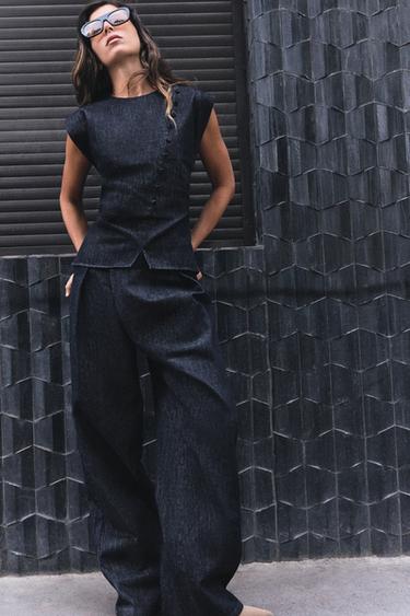 Z1975 DENIM TOP WITH COVERED BUTTONS - Blue by Zara - Image 0