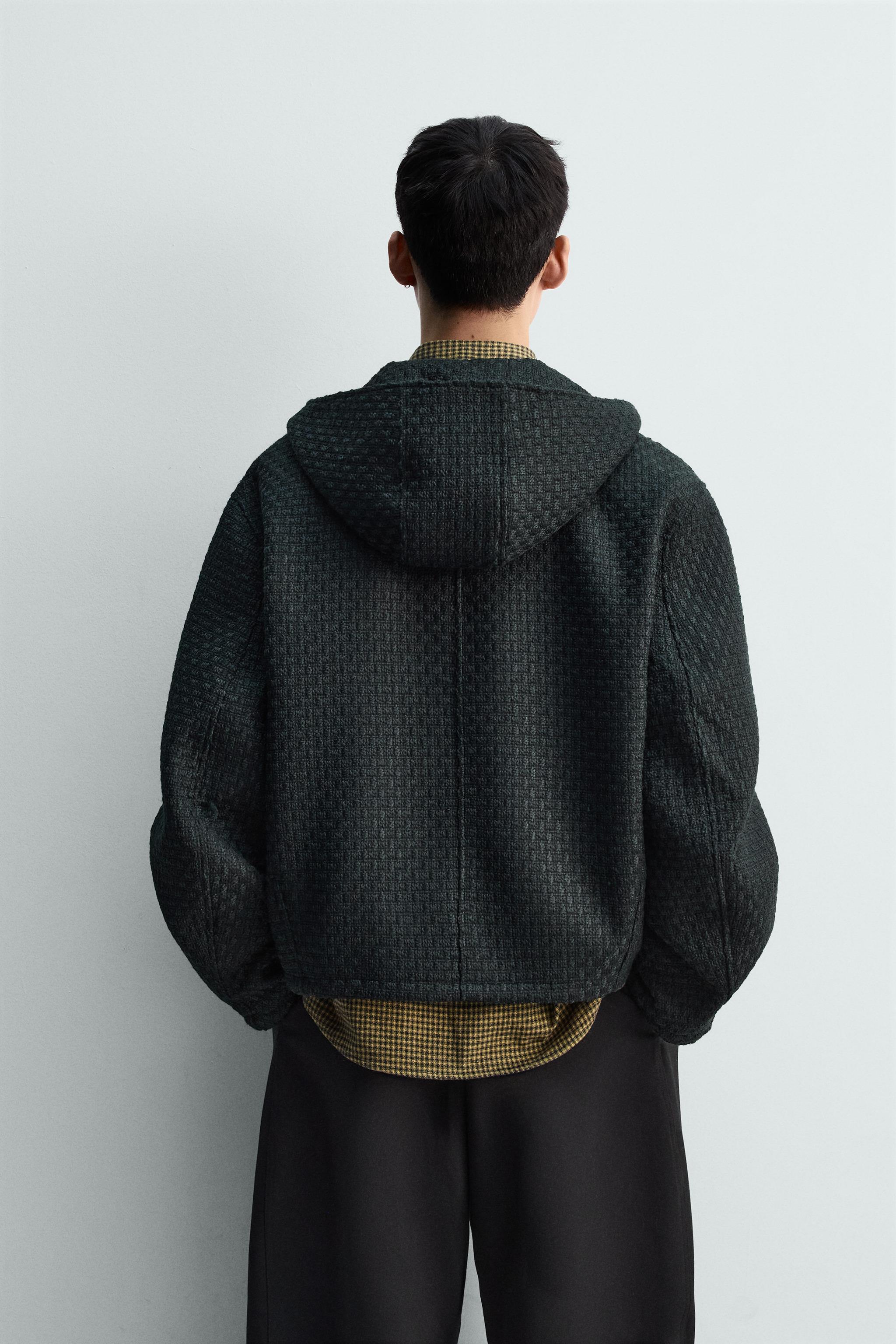ジャケット・アウター ZARA TEXTURED COAT HOODED BOUCLÉ TEXTURE JACKET - Black | ZARA Singapore
