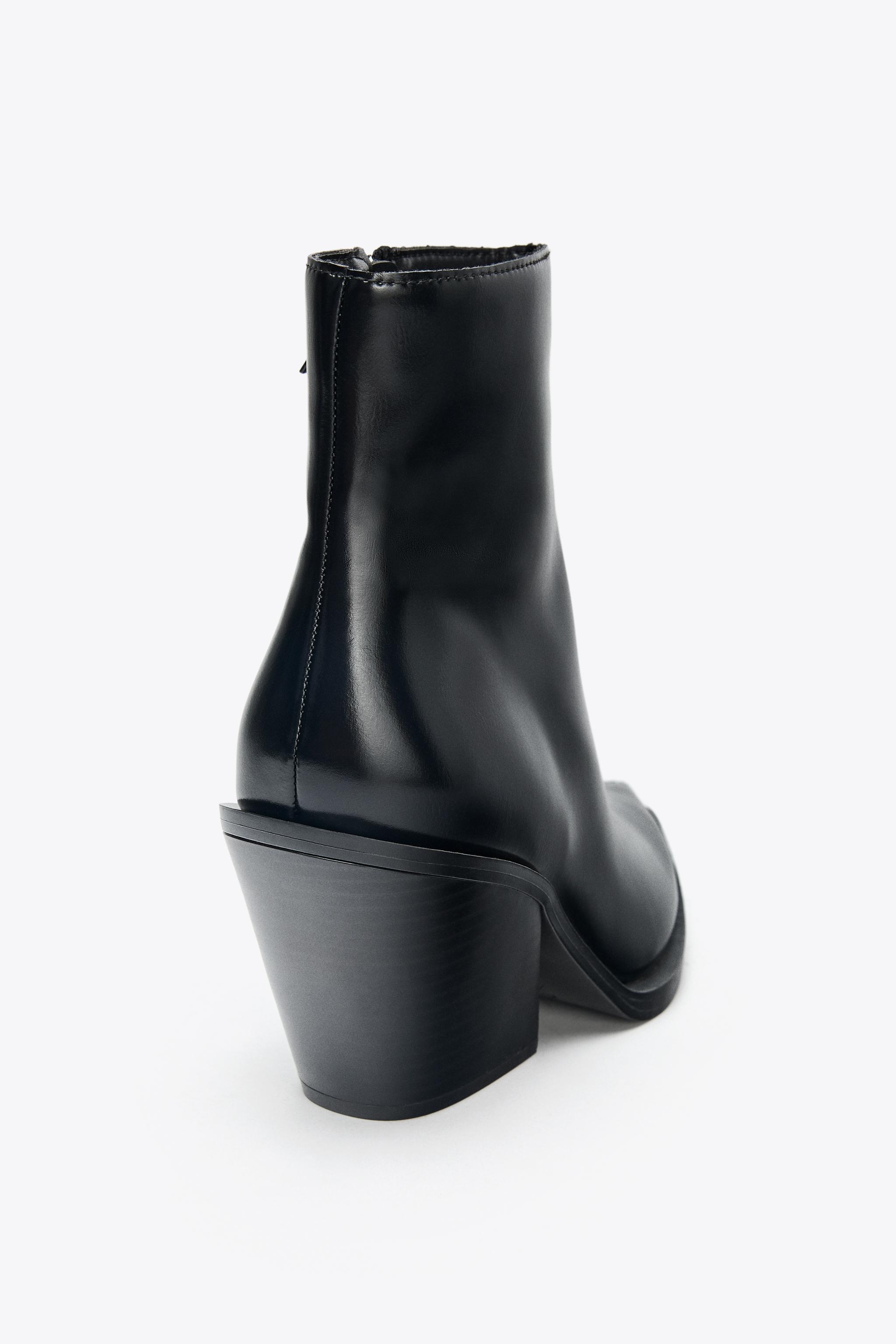 カウボーイヒールショートブーツ - ブラック | ZARA Japan / 日本
