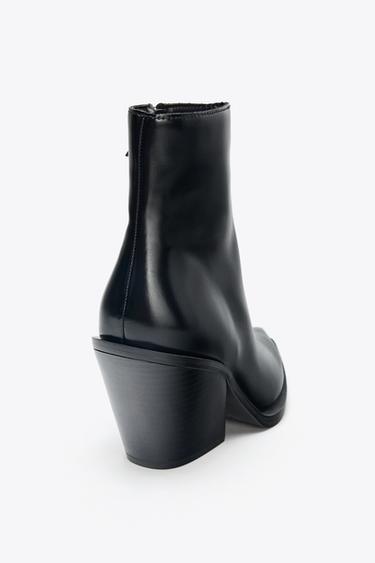 BOTTINES À TALONS COW-BOY - Noir de Zara - Image 5